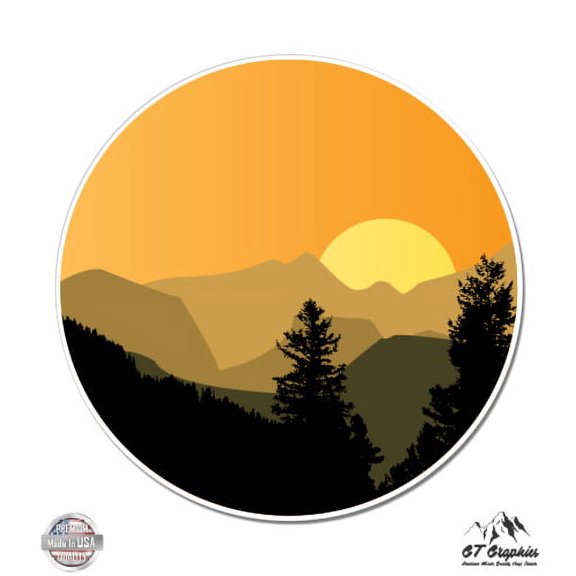 Sunset in the Mountains - 12" Vinyl Sticker Waterproof Decal