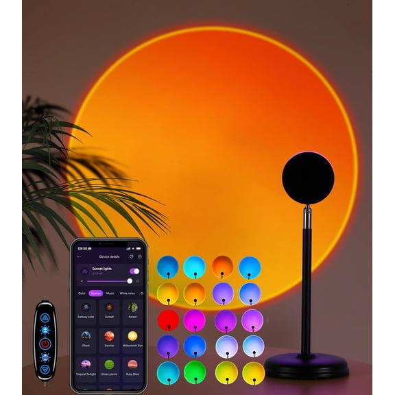 Sunset lamp projector, 360 rotatable & application controlled multi-color multi-scene changing rainbow sun lamp - Christmas gift, selfie aesthetic room decoration, / background, bedroom night light