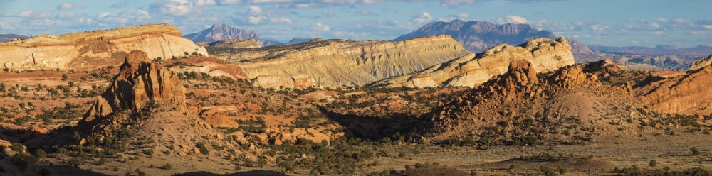 Sunset light along the Waterpocket Fold Capitol Reef National Park Utah USA Canvas Art - Panoramic Images (27 x 9)