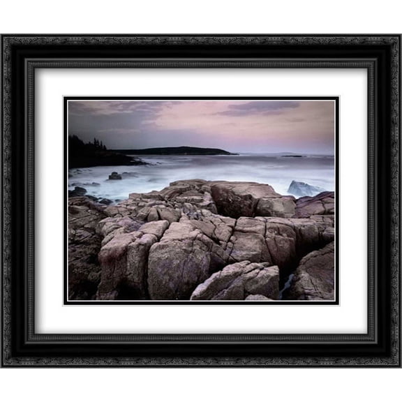 Sunset of the Atlantic Ocean near Thunder Hole, Acadia National Park, Maine 2x Matted 24x20 Black Ornate Framed Art Print by Fitzharris, Tim