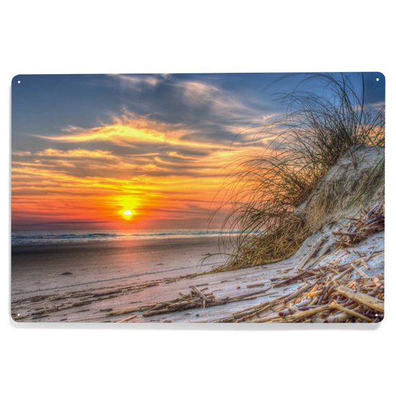 Sunset on Beach (12x18 Aluminum Art, Indoor Outdoor Metal Sign Decor ...