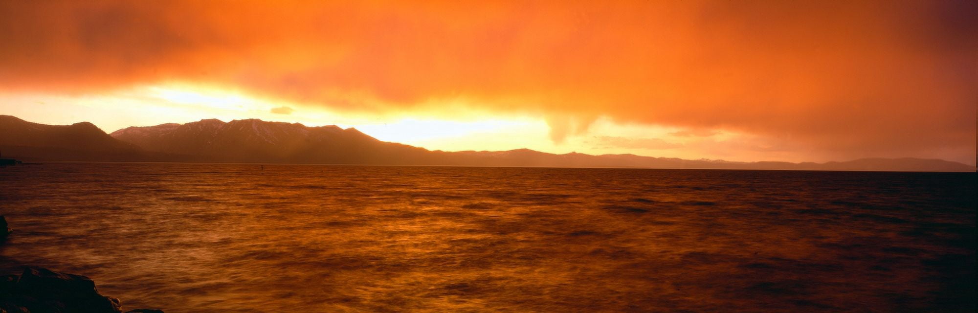 Sunset on Lake Tahoe California Canvas Art - Panoramic Images (27 x 9)
