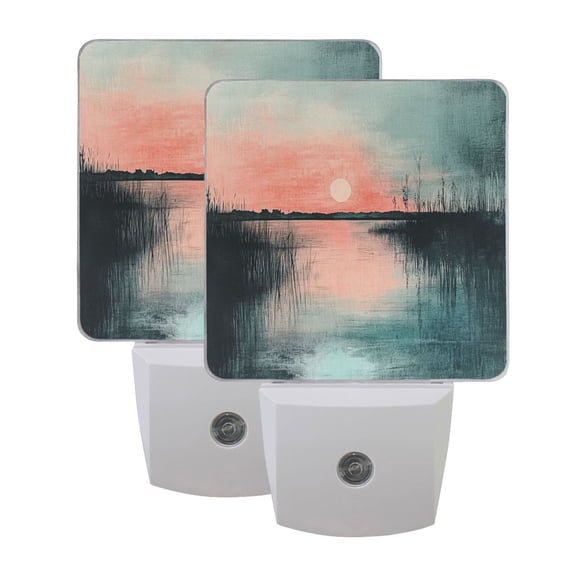 Sunset on The Lake LED Night Light with Smart Sensor Plug Into Wall Dusk to Dawn 2 packs