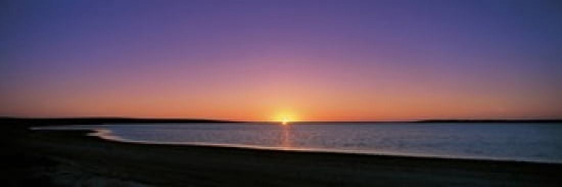 Sunset on beach Australia Canvas Art - Panoramic Images (36 x 12)