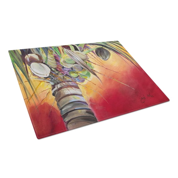Sunset on the Coconut Tree Glass Cutting Board Large