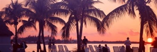 Sunset on the beach Miami Beach Florida USA Canvas Art - Panoramic Images (36 x 12)