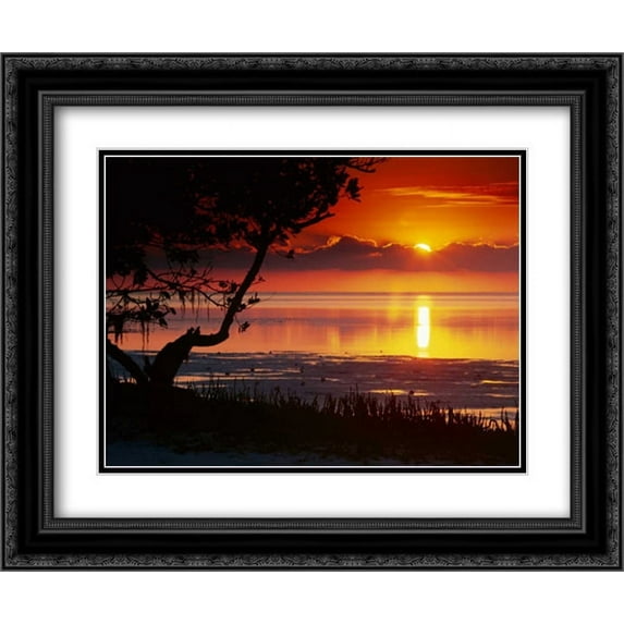 Sunset over Annes Beach, Florida 2x Matted 24x20 Black Ornate Framed Art Print by Fitzharris, Tim