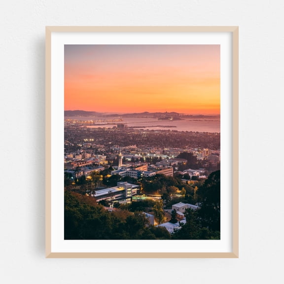 Sunset over Berkeley 01 - Berkeley California Photography Oak Framed Wall Art Print 24 x 30 inches