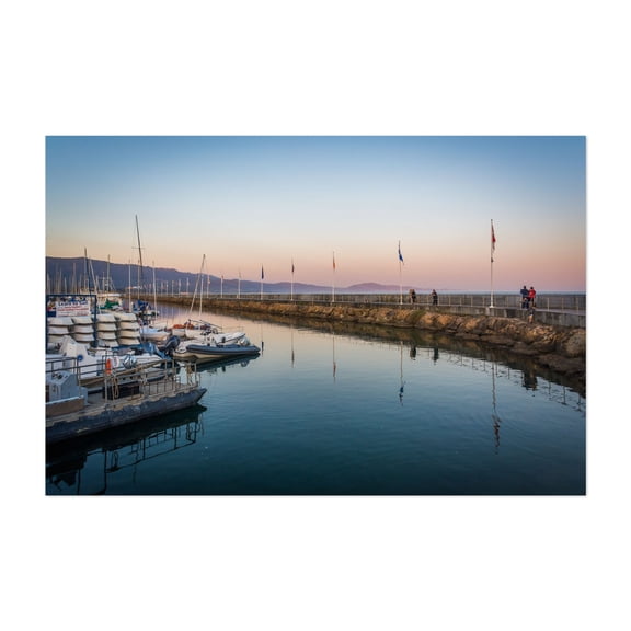 Sunset over Breakwater - Santa Barbara California Photography Harbor Sunset Scenic Boardwalk Landscape Unframed Wall Art Print 4 x 6 inches
