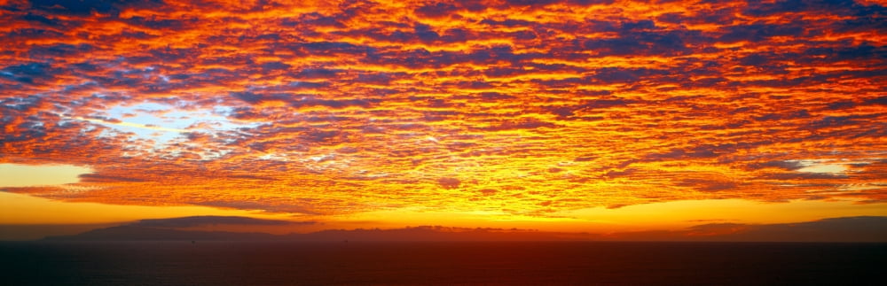 Sunset over Channel Islands and Pacific Ocean Ventura California Canvas Art - Panoramic Images (27 x 9)