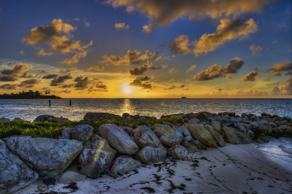 Sunset over Dickenson Bay St Johns Antigua West Indies Canvas Art - F M Kearney Design Pics (38 x 24)
