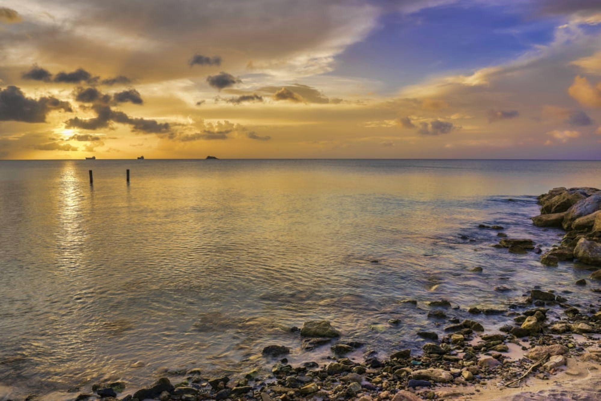 Sunset over Dickenson Bay St Johns Antigua West Indies Canvas Art - F M Kearney Design Pics (38 x 24)