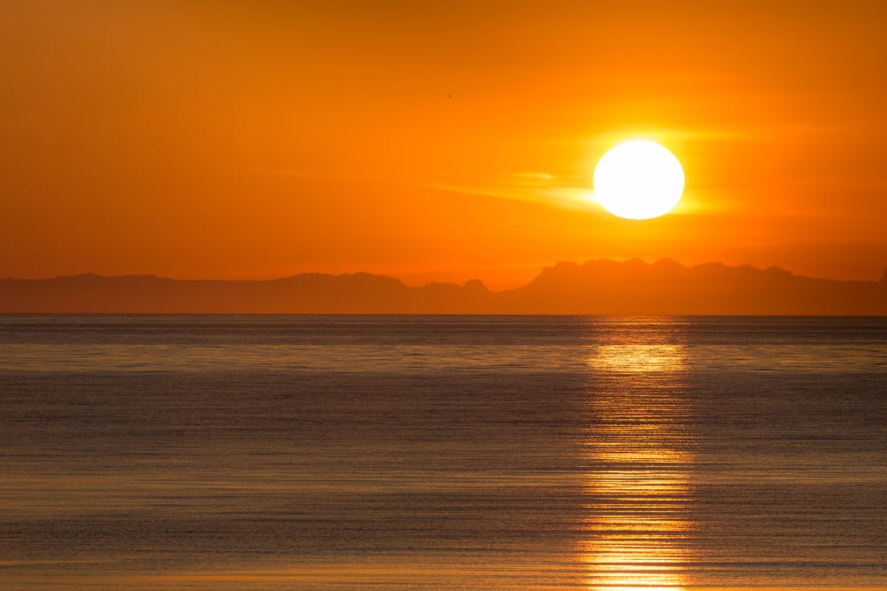 Sunset over Faxafloi bay Reykjavik Iceland Canvas Art - Panoramic Images (36 x 12)