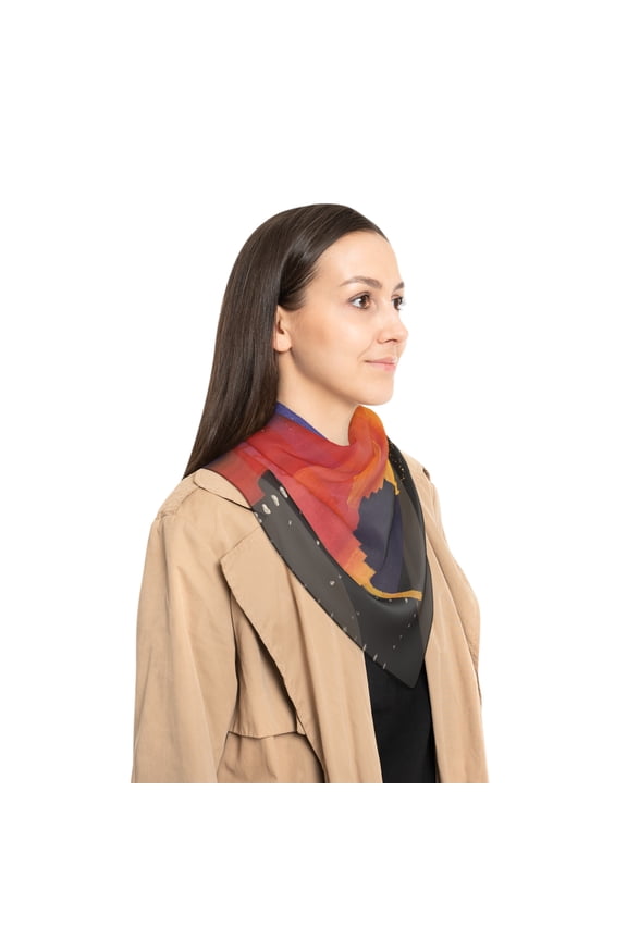 Sunset over Houston Skyline Poly Scarf