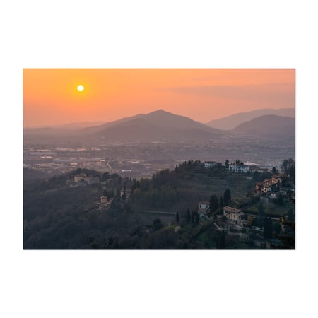 Sunset over Lombardia - Bergamo Lombardy Italy Photography Unframed Wall Art Print 5 x 7 inches