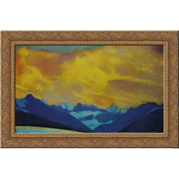 Sunset over Malana 24x18 Gold Ornate Wood Framed Canvas Art by Nicholas Roerich