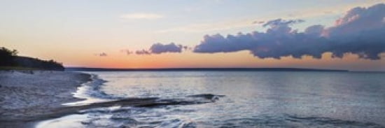 Sunset over Miners Beach Pictured Rocks National Lakeshore Upper Peninsula Michigan USA Canvas Art - Panoramic Images (36 x 12)