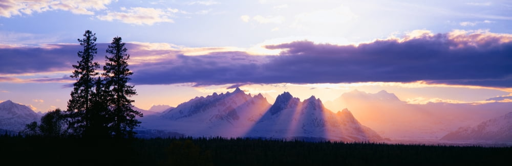 Sunset over Mount McKinley Alaska Canvas Art - Panoramic Images (36 x 12)