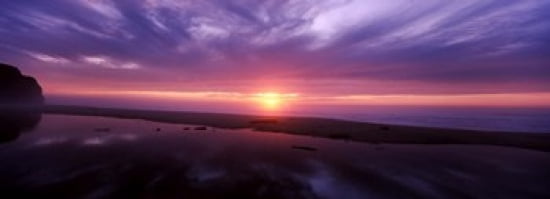Sunset over Pomponio State Park San Mateo County California USA Canvas Art - Panoramic Images (36 x 13)