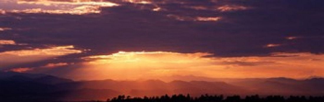 Sunset over Rocky Mts from Daniels Park CO USA Canvas Art - Panoramic Images (18 x 6)