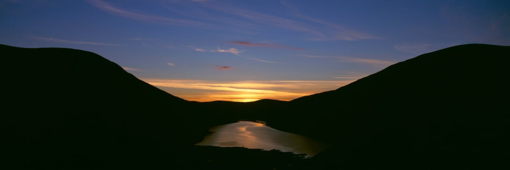 Sunset over Talla Reservoir Tweedsmuir Scottish Borders Scotland Canvas Art - Panoramic Images (36 x 12)