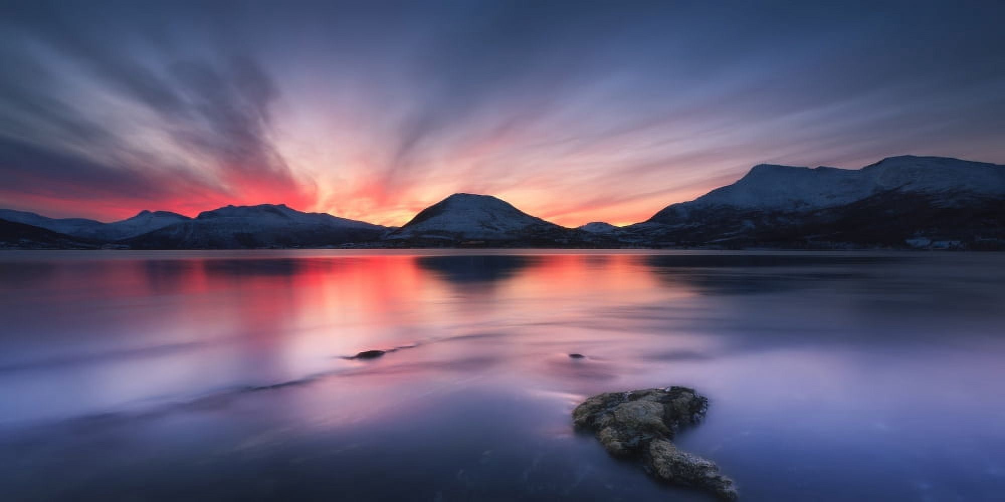 Sunset over Tjeldsundet Troms County Norway Canvas Art - Stocktrek ImagesArild Heitmann (20 x 10)