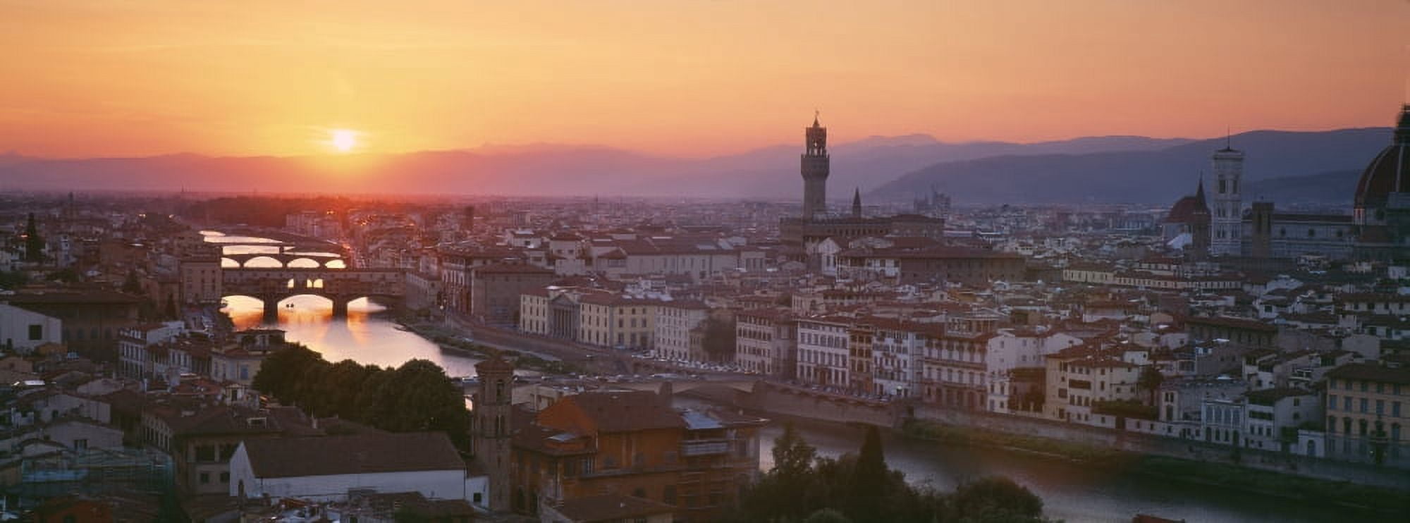 Sunset over a city Florence Tuscany Italy Canvas Art - Panoramic Images (27 x 9)