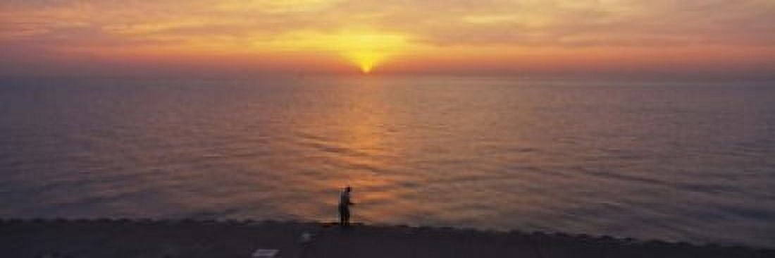 Sunset over a lake Lake Michigan Chicago Cook County Illinois USA Canvas Art - Panoramic Images (18 x 6)