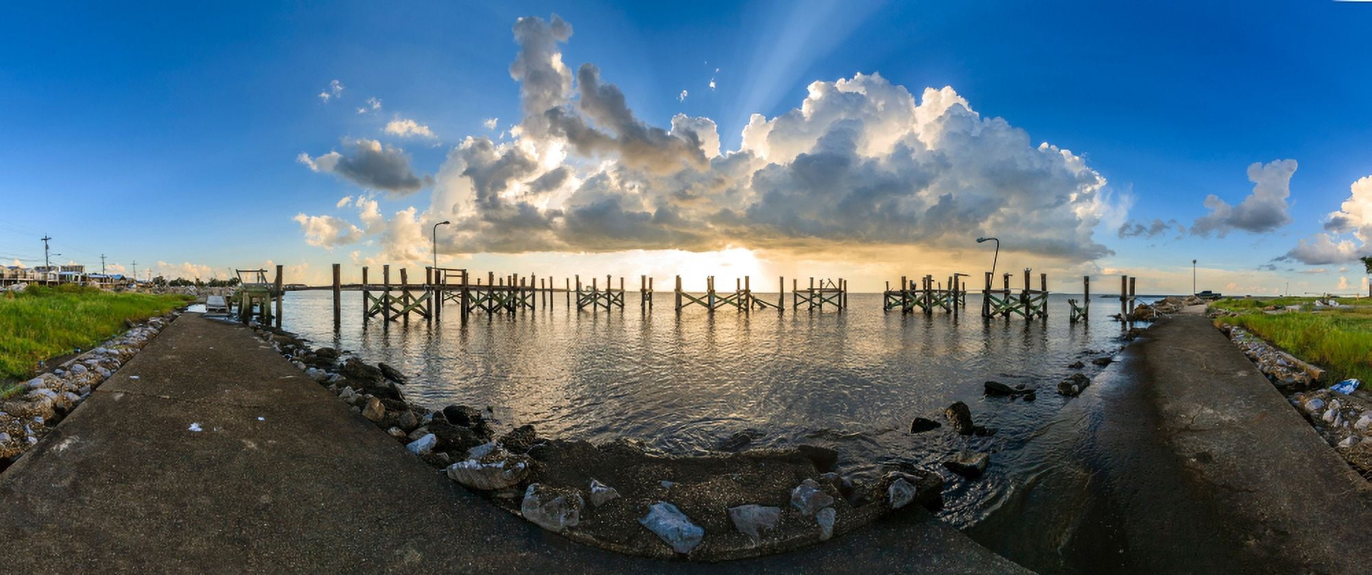 Sunset over a lake Lake Pontchartrain New Orleans Louisiana USA Canvas Art - Panoramic Images (27 x 9)