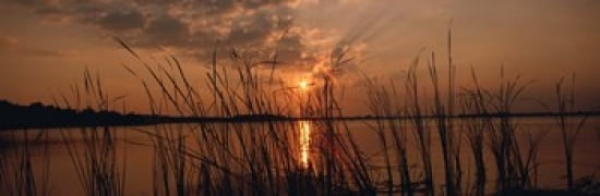 Sunset over a lake Lake Travis Austin Texas Canvas Art - Panoramic Images (36 x 12)