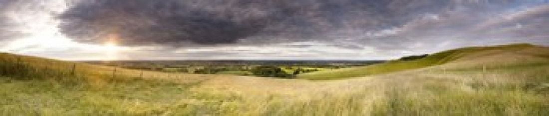 Sunset over a landscape Uffington Oxfordshire England Canvas Art - Panoramic Images (44 x 10)