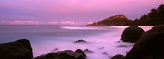 Sunset over main beach on North Island Seychelles Canvas Art - Panoramic Images (36 x 13)