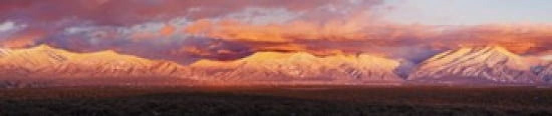 Sunset over mountain range Sangre De Cristo Mountains Taos Taos County New Mexico USA Canvas Art - Panoramic Images (22 x 5)