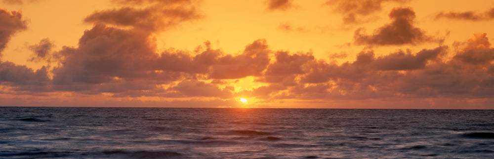 Sunset over ocean Hawaii Canvas Art - Panoramic Images (36 x 12)