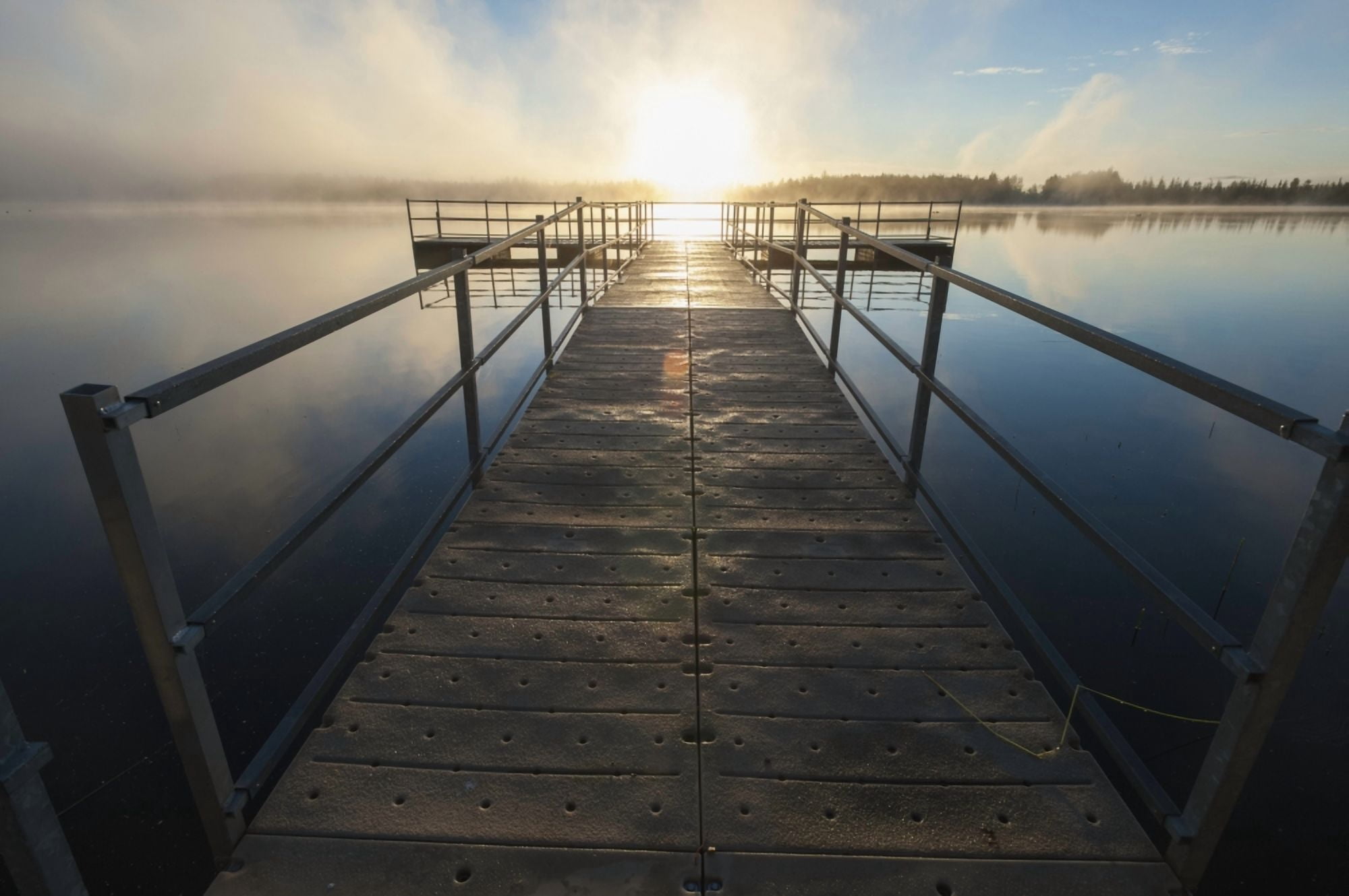 Sunset over pier at Chena Lakes Interior Alaska Summer Canvas Art - Remsberg Inc Design Pics (19 x 12)