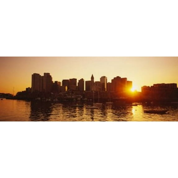 Sunset over skyscrapers, Boston, Massachusetts, USA Poster Print (18 x 7)