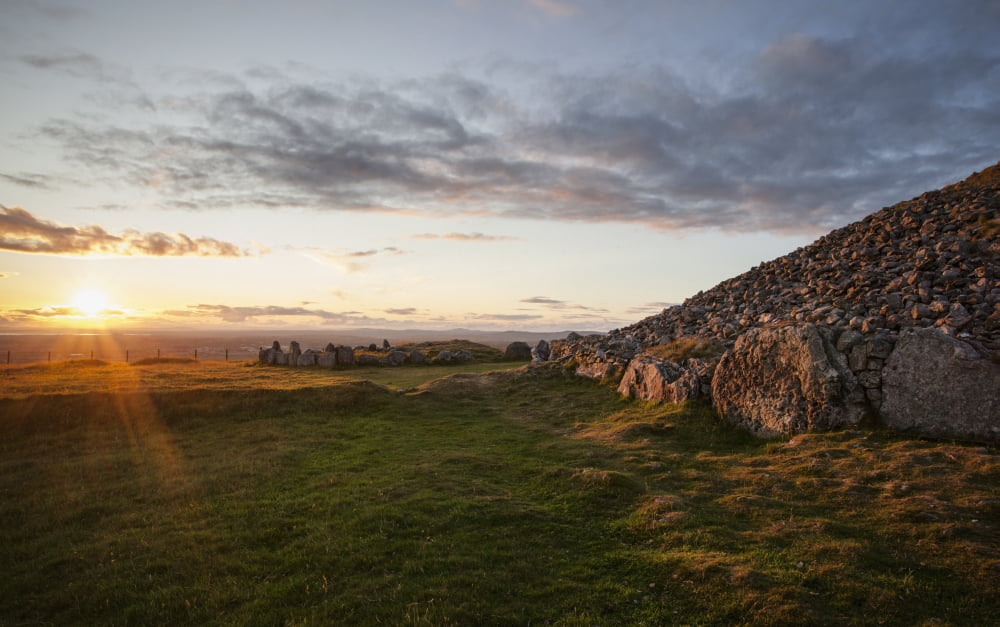 Sunset over the Cairns at Loughcrew County Meath Ireland Canvas Art - Peter McCabe Design Pics (19 x 12)