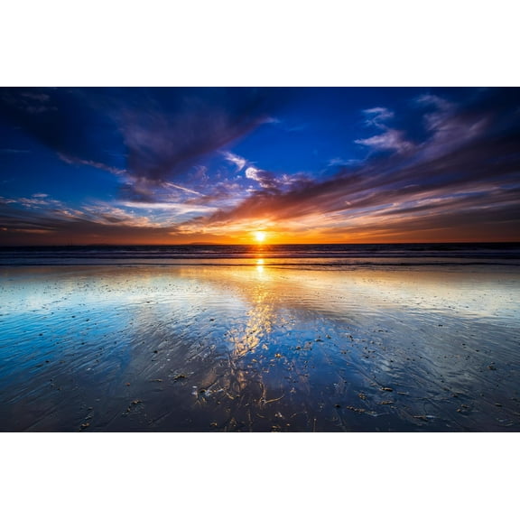 Art.com Sunset over the Channel Islands, Ventura, California, USA Photographic Print by Russ Bishop, 18" x 12"
