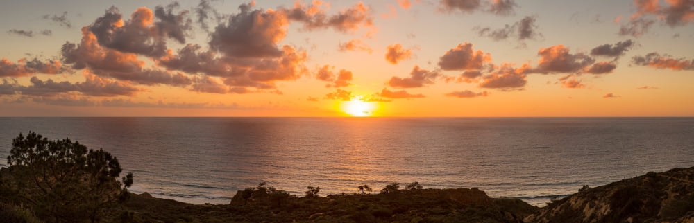 Sunset over the Pacific Ocean Torrey Pines State Natural Reserve San Diego San Diego County California USA Canvas Art - Panoramic Images (6 x 18)