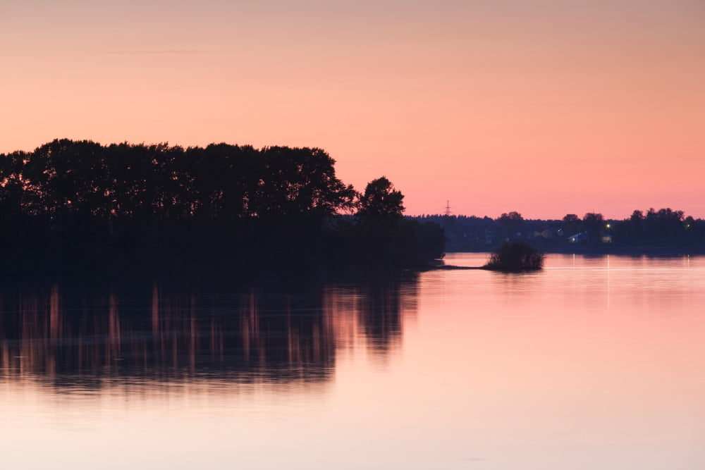 Sunset over the Volga River Uglich Yaroslavl Oblast Russia Canvas Art - Panoramic Images (36 x 12)