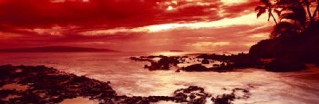 Sunset over the coast Makena Beach Maui Hawaii USA Canvas Art - Panoramic Images (18 x 6)