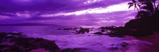 Sunset over the coast Makena Beach Maui Hawaii USA Canvas Art - Panoramic Images (36 x 12)