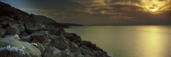 Sunset over the dead sea Arabah Jordan Canvas Art - Panoramic Images (36 x 12)