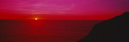 Sunset over the ocean California USA Canvas Art - Panoramic Images (36 x 12)