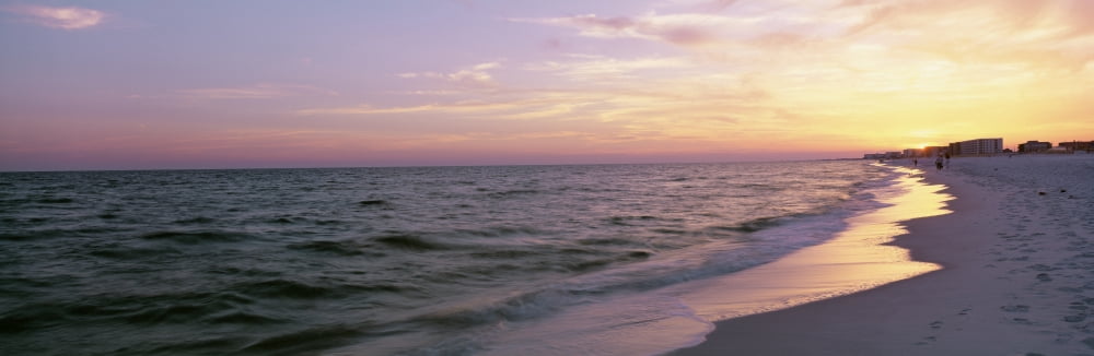 Sunset over the ocean Gulf Of Mexico Pensacola Florida USA Canvas Art - Panoramic Images (36 x 12)