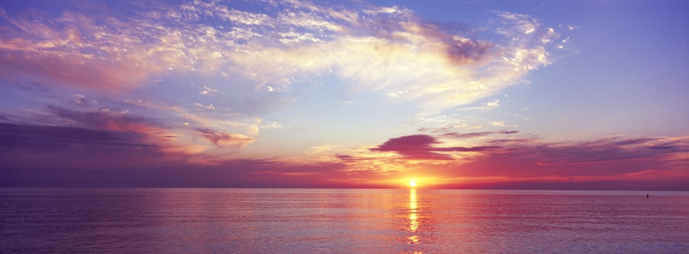 Sunset over the ocean Gulf of Mexico Florida USA Canvas Art - Panoramic Images (27 x 9)