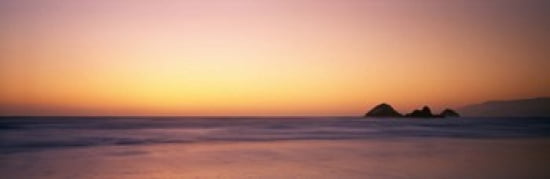 Sunset over the ocean Pacific Ocean California USA Canvas Art - Panoramic Images (36 x 12)