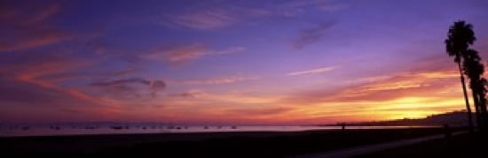 Sunset over the ocean Santa Barbara California USA Canvas Art - Panoramic Images (36 x 12)