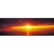 Sunset over the pacific ocean Hawaii USA Canvas Art - Panoramic Images 18 x 6