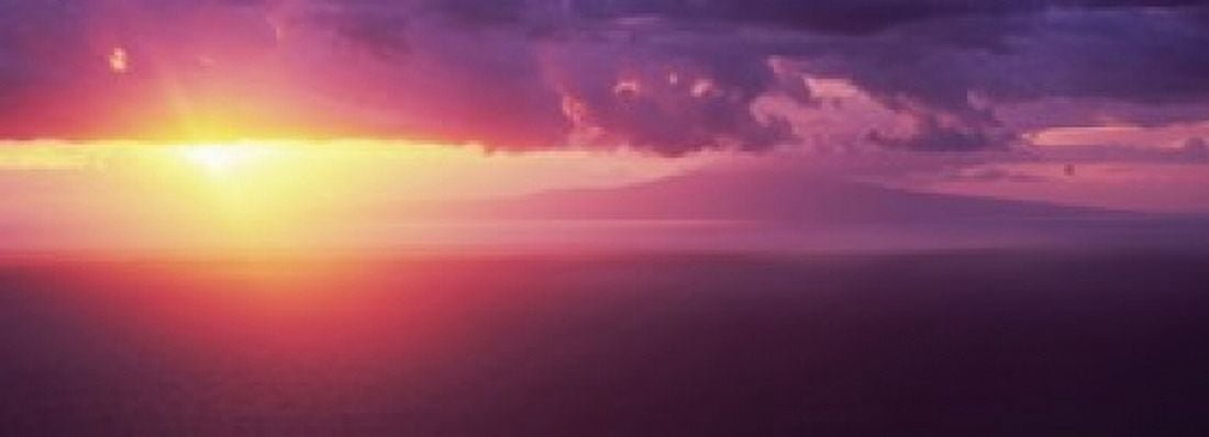 Sunset over the pacific ocean Hawaii USA Canvas Art - Panoramic Images (18 x 7)